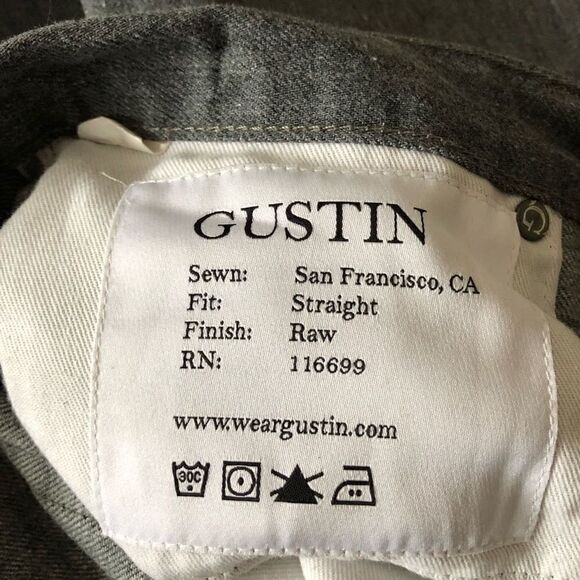 Gustin Jeans Mens 31 Style #131 Japanese Grey Straight Fit Selvedge Denim HEMMED - Picture 9 of 10
